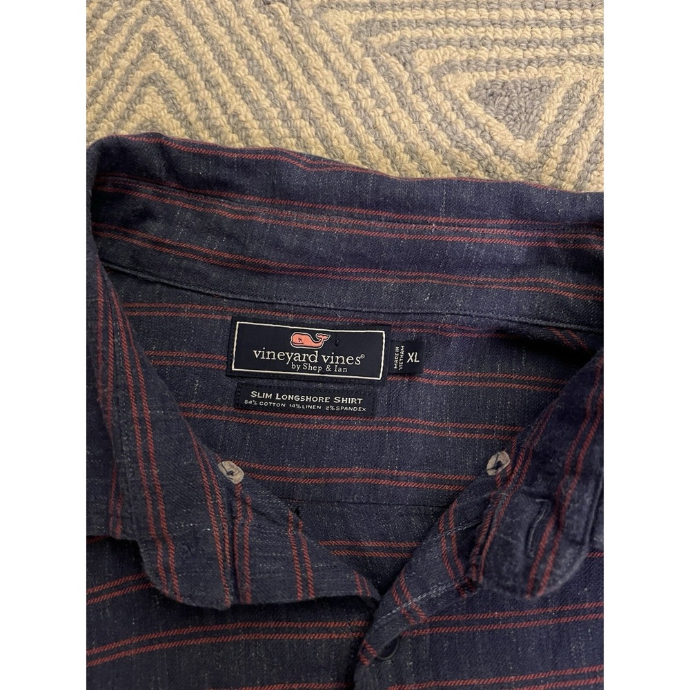 Vineyard Vines Slim Longshore Long Sleeve Button Shirt - Blue/Red - XL - Picture 4 of 5